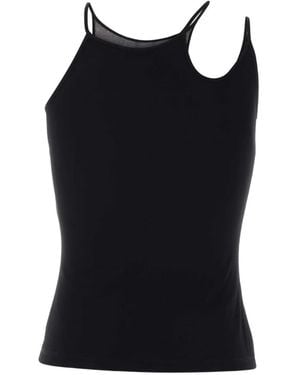 McQueen Cut-Out Mesh Tank Top - Black