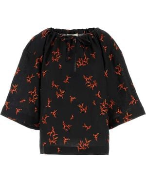 Fendi Printed Linen Blouse - Black