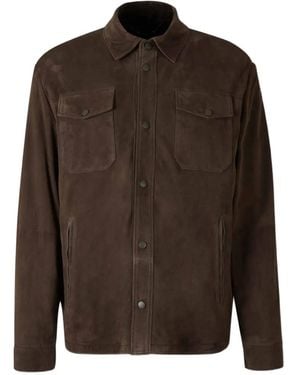 Canali Suede Button-Fastening Shirt Jacket - Brown