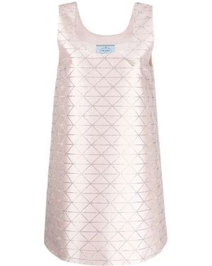 Prada Rhinestone Triangle Pattern Dress - Pink