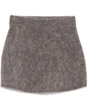 Soft Goat Woven Midi Skirt - Gray