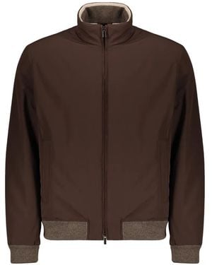 Paul & Shark Zip-Up High-Neck Bomber Jacket - Brown