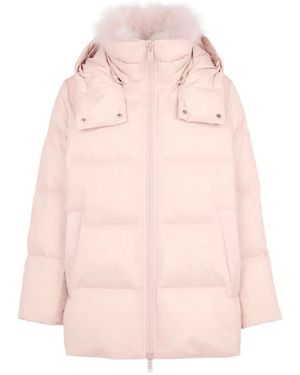 Yves Salomon A-Line Shearling-Trim Jacket - Pink