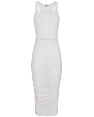 Elisabetta Franchi Embroidered Draping Midi Dress - White