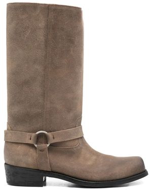 Golden Goose Buckle-Strap Suede Biker Boots - Brown