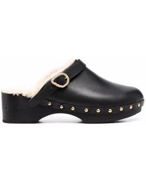 Ancient Greek Sandals Closed Leather Clogs - Black