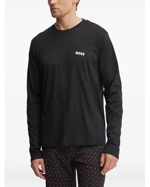 BOSS Geometric-Print Pyjamas - Black