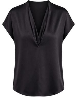 Vince V-Neck Silk Blouse - Black