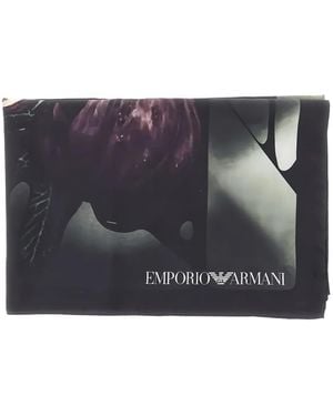 Emporio Armani Seidenschal Mit Print - Blau