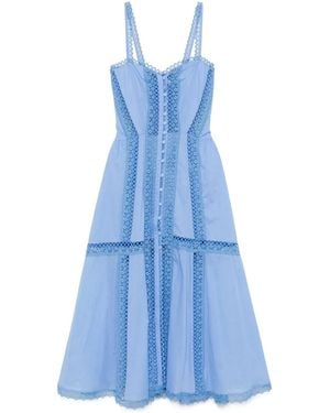 Charo Ruiz Robe Dafelle À Coupe Mi-Longue - Bleu