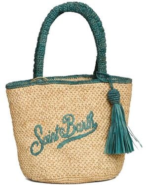MC2 Saint Barth Marcy Woven Raffia Tote Bag - Blue