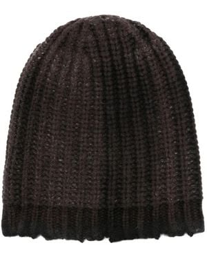 Avant Toi Gerippte Beanie - Schwarz