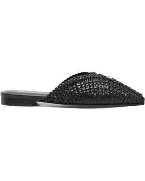 Patrizia Pepe Woven Pointed-Toe Leather Mules - Black