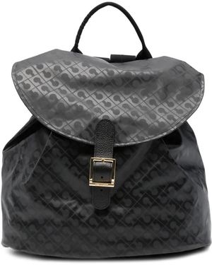Gherardini Logo-Print Buckle-Fastening Backpack - Black
