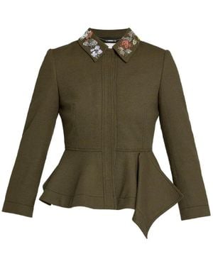 Erdem Veste Cintrée À Col Brodé - Green