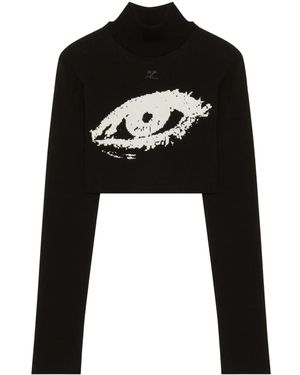 Courreges Cropped-Pullover Mit Pailletten - Schwarz