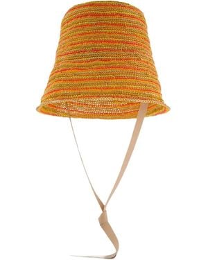 Sensi Studio Striped Straw Bucket Hat - White