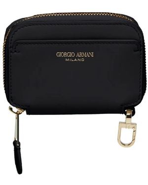 Giorgio Armani Portefeuille Zippé À Plaque Logo - Noir