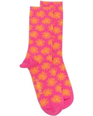 Jacquemus Calcetines Con Motivo Floral - Rosa