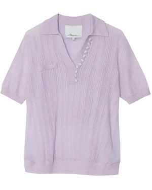 3.1 Phillip Lim Cable-Knit Polo Top - Purple