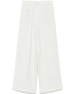 Maje Wide-Leg Tweed Trousers - White