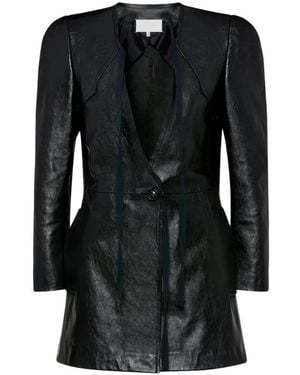 Maison Margiela Tie-Fastening Leather Jacket - Black