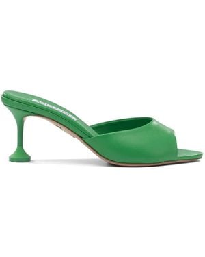 Aquazzura Bisous Leather Mules - Green