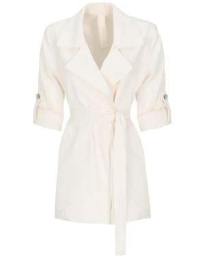 Marella Belted Notch-Lapel Duster Coat - White