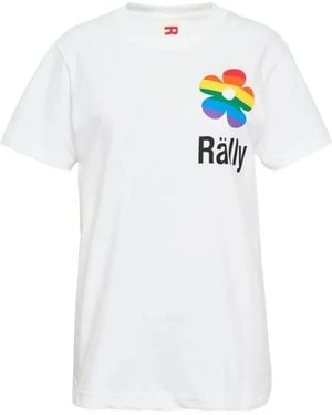 Rally Movement Flower-Print Logo-Print T-Shirt - White