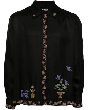 Bode Garden Sampler Hemd Aus Seide - Schwarz