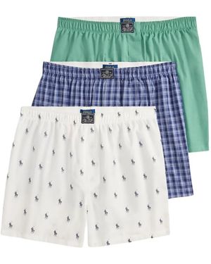 Polo Ralph Lauren Cotton Boxers (Pack Of Three) - Blue