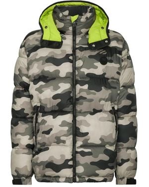 Philipp Plein Camouflage Puffer Jacket - Grey