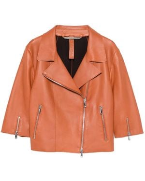 The Jack Leathers Zip Leather Jacket - Orange