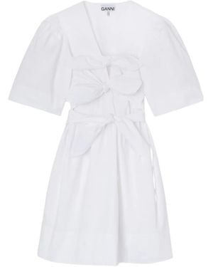 Ganni リボンディテール ドレス - ホワイト