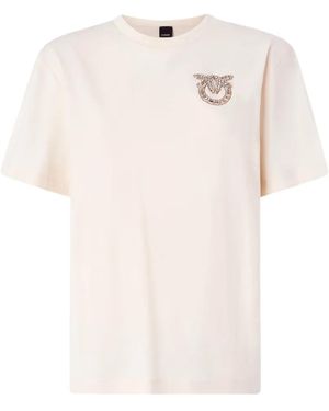 Pinko T-Shirt With Love Birds Jewel Detail - White