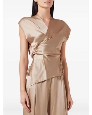 The Sei Wrap-Design Sleeveless Top - Natural