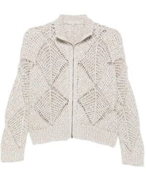 Antonelli Cardigan Maira En Maille Ajourée À Sequins - White