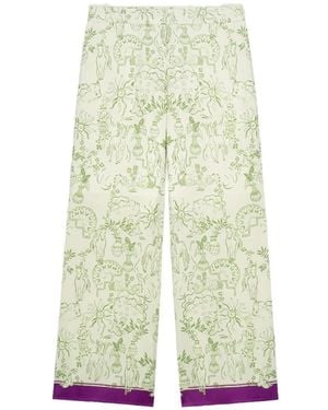 Shanghai Tang Palazzohose Aus Mulberry-Seide Mit Print - Weiß