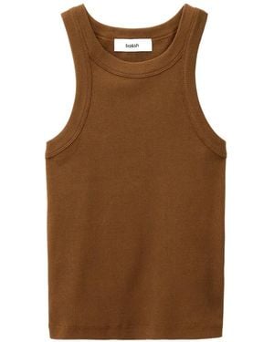 Ba&sh Cynda Ribbed-Knit Racerback Top - Brown