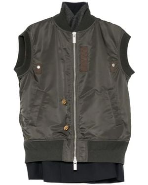 Sacai Layered Bomber Gilet - Grey