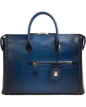 Santoni Zip-Fastening Leather Briefcase - Blue