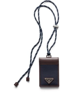 Prada Triangle-Logo Cardholder - Blue