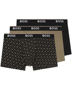 BOSS Patterned Logo Boxers Pack Of Three - Black