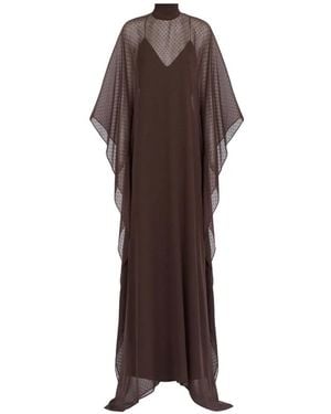‎Taller Marmo Muscat Fil-Coupé Kaftan Maxi Dress - Brown
