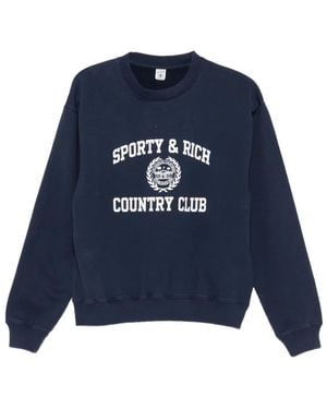 Sporty & Rich Jersey Country Club Con Logo Estampado - Azul