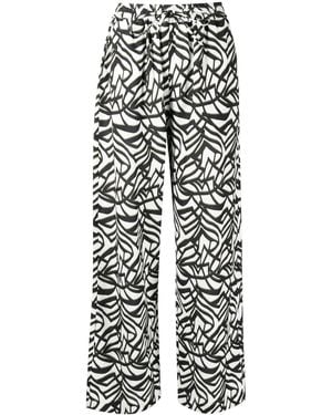 Bambah Geometric-Print Wide-Leg Pants - White