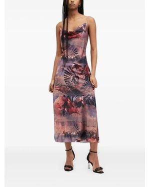AllSaints Hadley Horse-Print Slip Dress - Red
