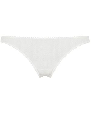 Kiki de Montparnasse Semi-Sheer Crochet Thong - White