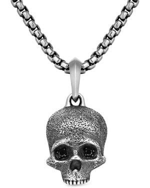 David Yurman Memento Mori Skull Sterlingsilber-Amulett Mit Diamanten (18Mm) - Weiß