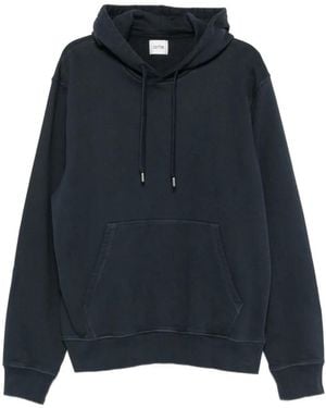 Arte' Print-Detail Drawstring Hoodie - Blue
